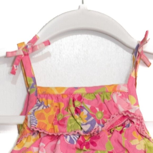 Baby Girls Size 3-6M Floral Tiered Ruffle Outfit & Diaper Cover Set - Pink & Mul - Picture 2 of 8